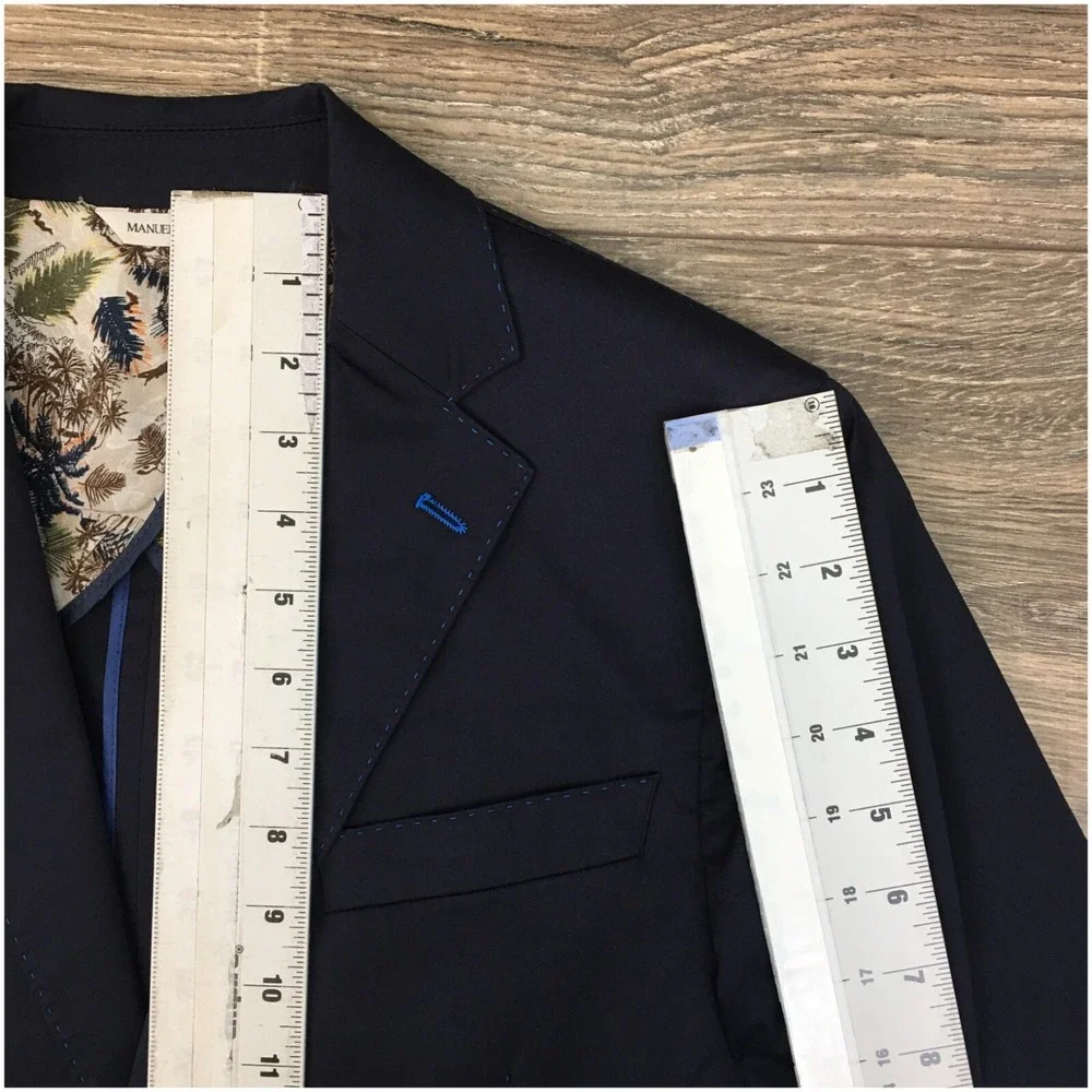 MANUEL RITZ Mens‎ Navy Blazer Sport Coat Casual Size 38R Two Button Cotton Suit - Picture 8 of 12